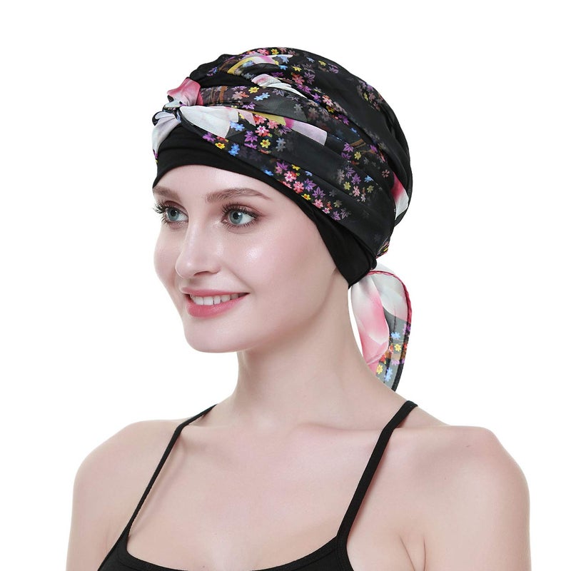 FocusCare Chemo Hair Turban For Cancer Women HeadWrap Scarves Long Hair Wig Accessories - Image 4